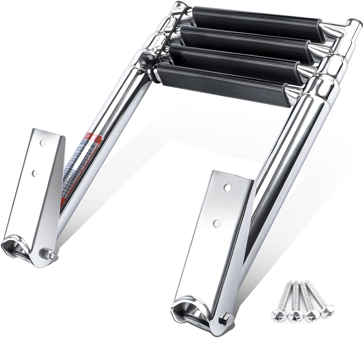 Seamax Telescopic 4 Step Ladder Stainless Steel Telescoping Extendable Ladder 600 Pound Capacity for Marine Yacht/Swimming Pool