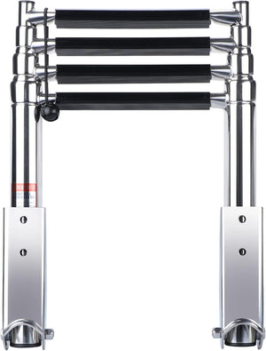 Seamax Telescopic 4 Step Ladder Stainless Steel Telescoping Extendable Ladder 600 Pound Capacity for Marine Yacht/Swimming Pool