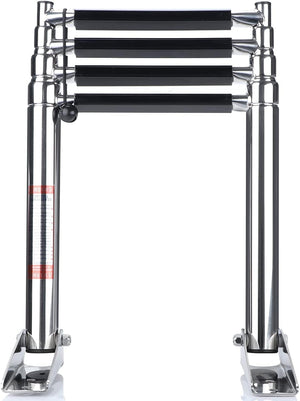 Seamax Telescopic 4 Step Ladder Stainless Steel Telescoping Extendable Ladder 600 Pound Capacity for Marine Yacht/Swimming Pool