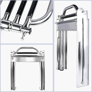 Seamax 3-Step Ladder Under Platform Slide Mount Boat Boarding Ladder, Telescoping Ladder with a Carry Handle and Mounting Screws, Press-Type Spring Latch