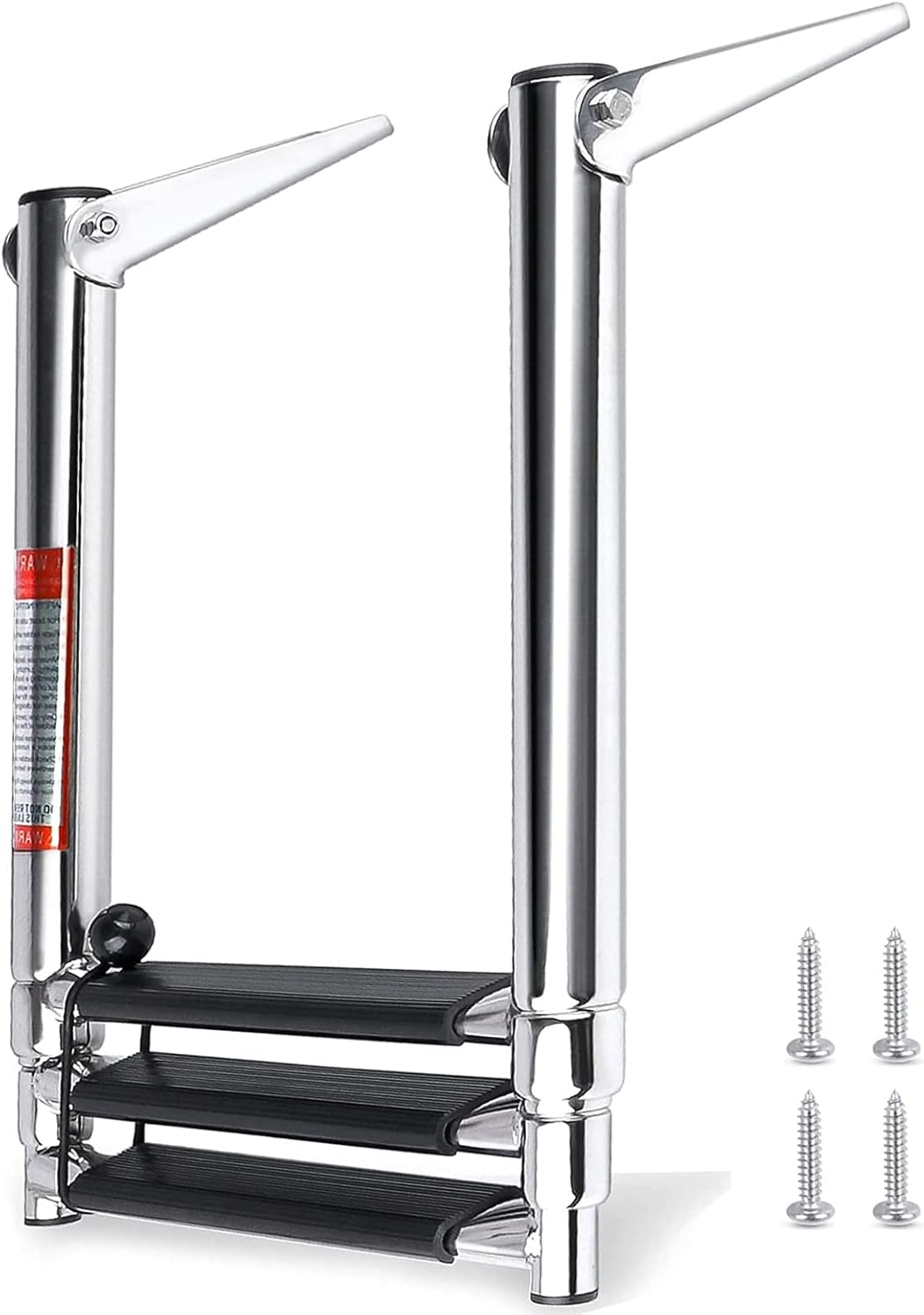 Seamax Boat Ladder 3 Step,Stainless Steel Telescoping Heavy Duty Pontoon Swim Boarding Ladder for Outboards,Yacht,Marine Fishing Boat