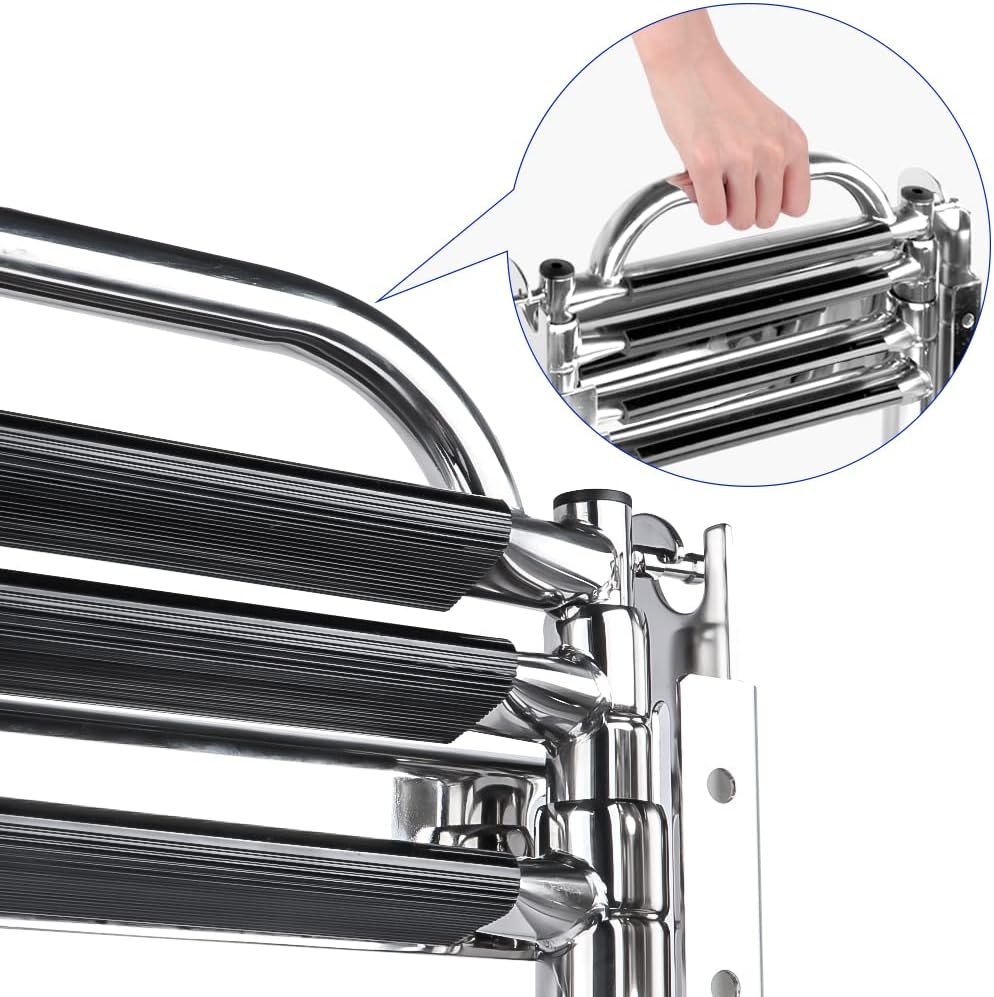 Seamax 4 Step Boat Ladder Under Platform Slide Mount Boat Boarding Ladder, Telescoping Ladder with a Carry Handle and Mounting Screws, Press-Type Spring Latch