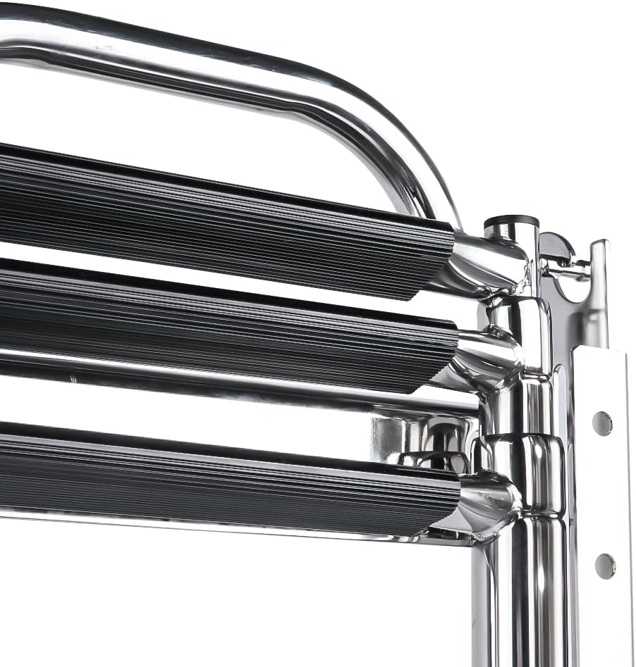 Seamax 3-Step Ladder Under Platform Slide Mount Boat Boarding Ladder, Telescoping Ladder with a Carry Handle and Mounting Screws, Press-Type Spring Latch