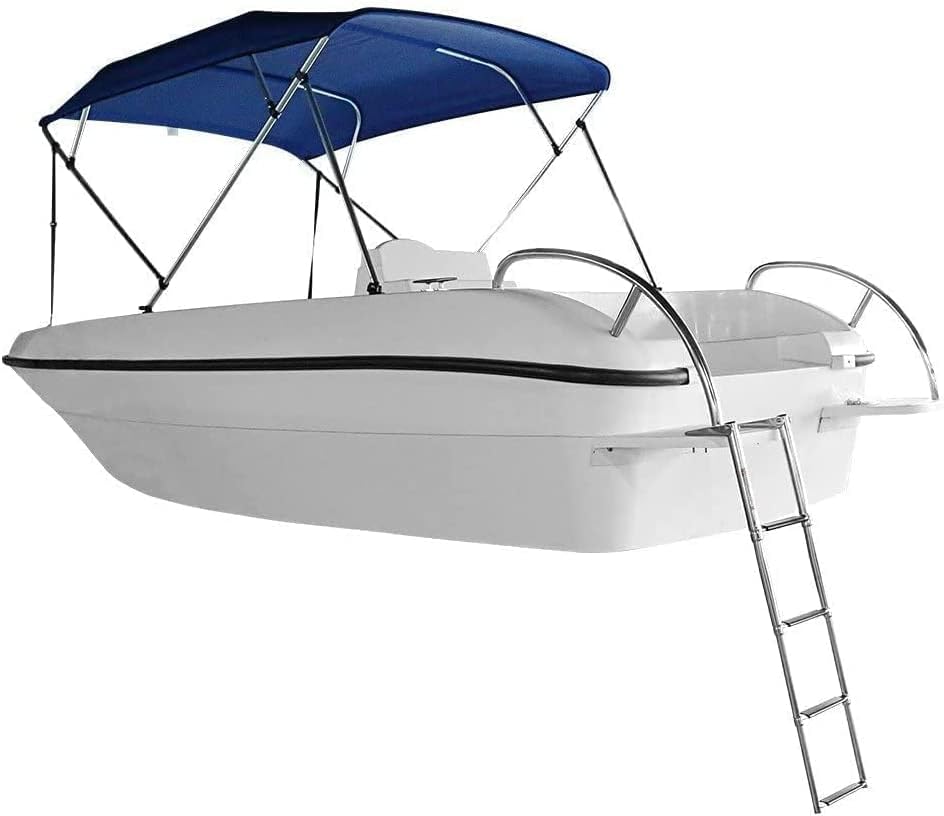 Seamax Telescopic 4 Step Ladder Stainless Steel Telescoping Extendable Ladder 600 Pound Capacity for Marine Yacht/Swimming Pool
