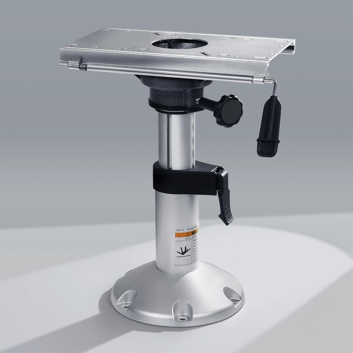 Seamax Aluminum Boat Seat Pedestal with Locking Slide, Adjustable Height 13–18”, Stable Base for Fishing, Bass & Pontoon Boats