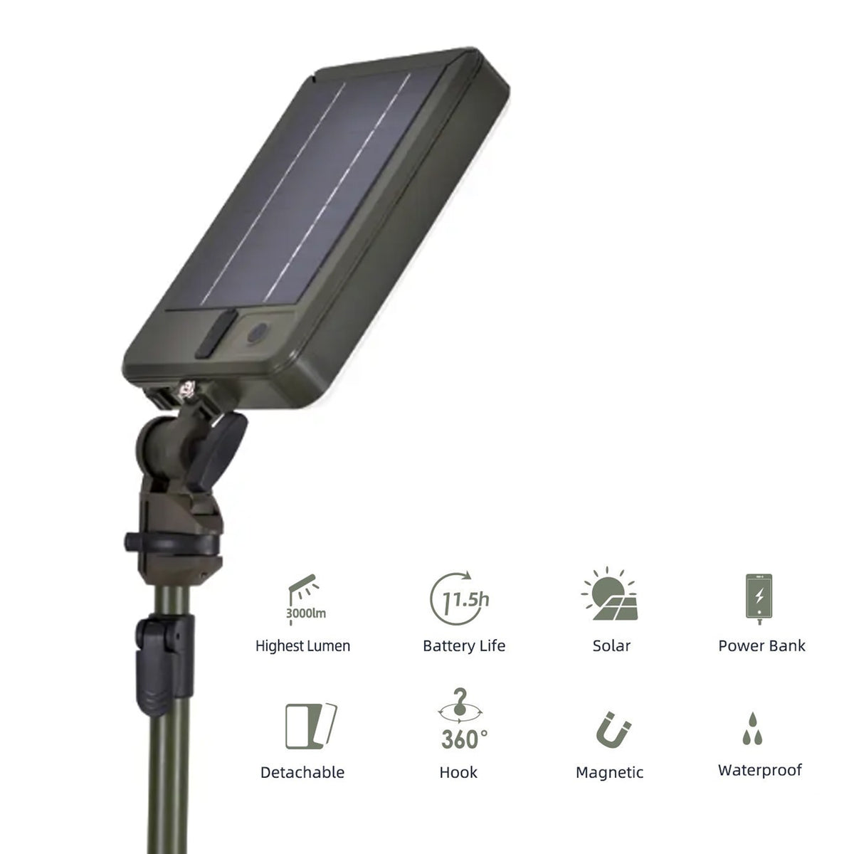 Seamax Marine Portable Solar LED Light, Powered &amp; USB Rechargeable 2 Modes Camping Light/Work Light