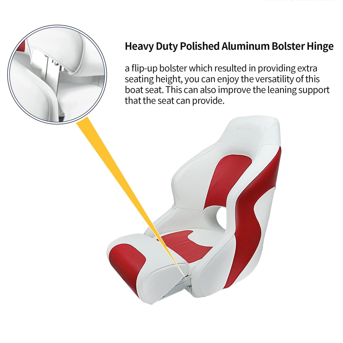 Seamander Captain Bucket Seat Boat Seat, Filp Up Boat Seat BS002WR (White/Red)