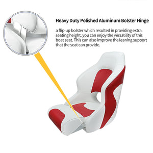 Seamander Captain Bucket Seat Boat Seat, Filp Up Boat Seat BS002WR (White/Red)