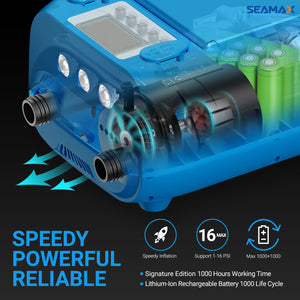 Seamax Best Portable SUP16DB Electric Air Pump Max 16PSI, Double Stage built for Fast Speed and High Pressure