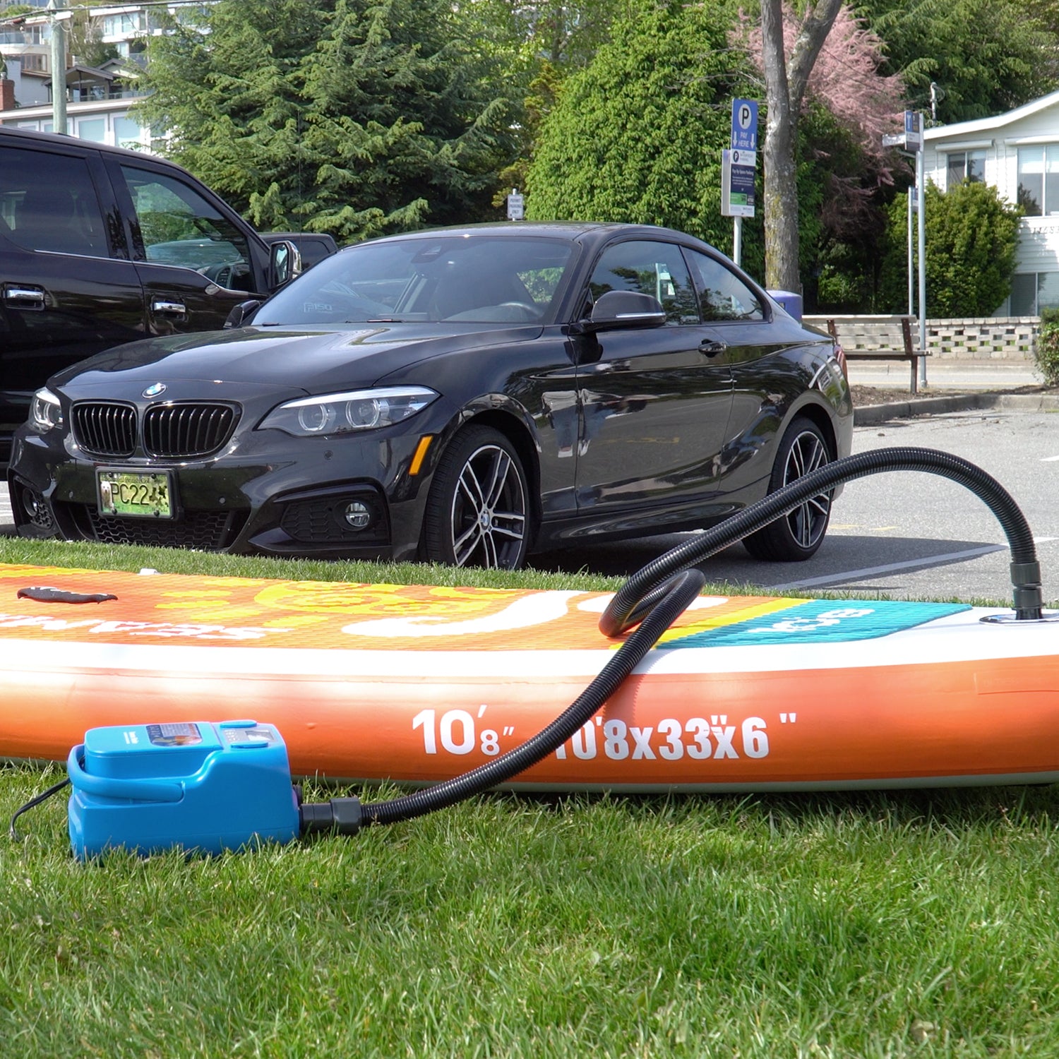 Seamax Best Portable SUP16DB Electric Air Pump Max 16PSI, Double Stage built for Fast Speed and High Pressure