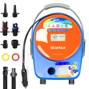 Seamax SUP20Max Red Edition Double Stage 20PSI Electric Air Pump for Inflatable SUP Boat and kayak, Temperature Control with Cooling Fan, with Auto & Manual Working Mode