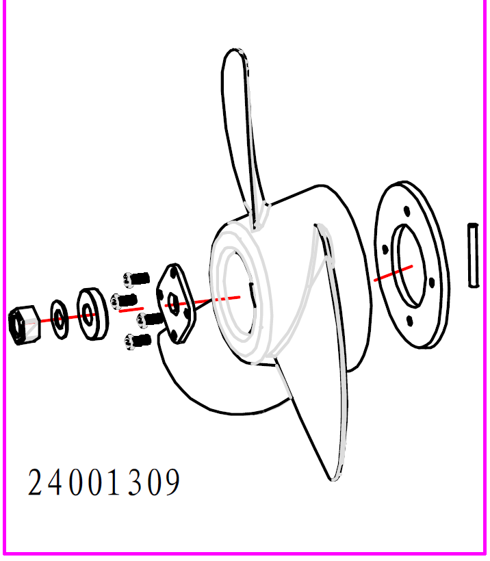 Parts for PowerMax Trolling Motor 2HP 12V & 3HP 24V model - Propeller and Screws / Part# 24001309