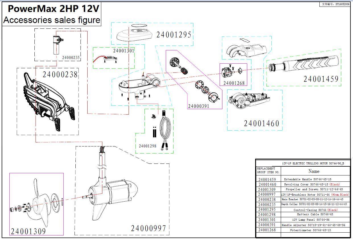 Parts for PowerMax Trolling Motor 2HP 12V & 3HP 24V model - Depth Collar  / Part# 24000235 - Seamax Marine