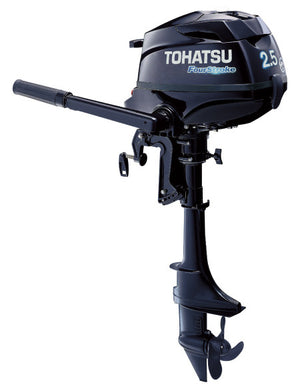 Tohatsu 4-Stroke 2.5HP Outboard Motor, Tiller Handle, Short Shaft, New 5 Years Warranty - Seamax Marine