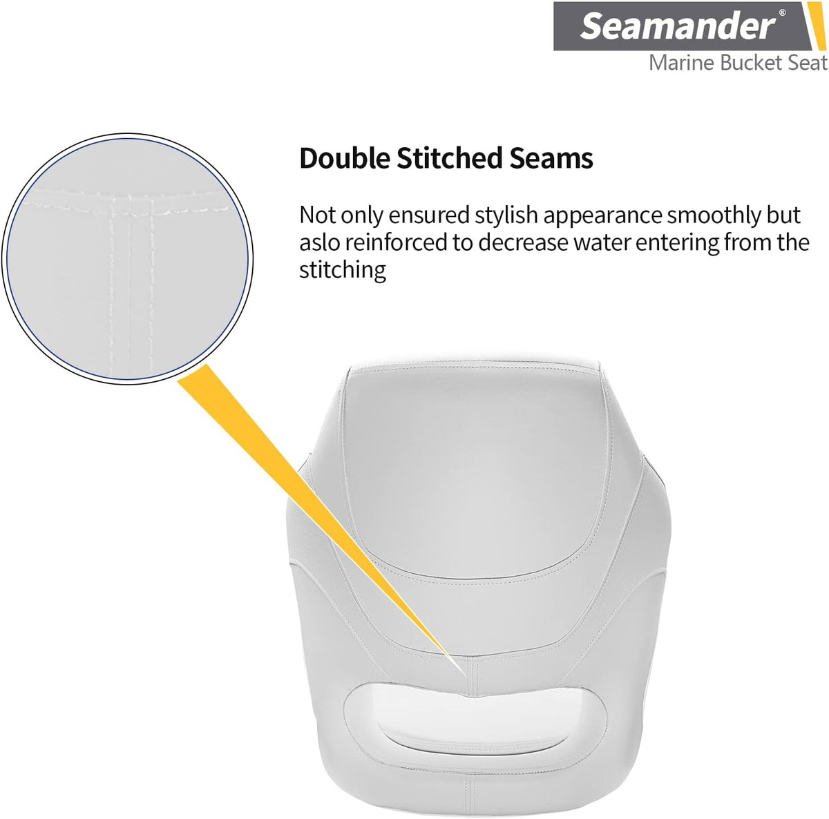 Seamander Captain Bucket Seat Boat Seat, Filp Up Boat Seat BS002WW (SC1-White/White)