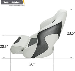 Seamander Captain Bucket Seat,Sport Flip Up Seat BS002WC (White/Charcoal)