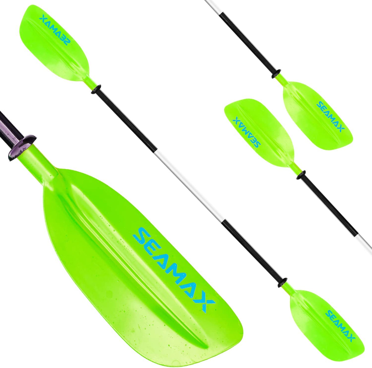 Seamax Marine Kayak Paddle Blade, 1.6 Lbs Light Weight Aluminum Shaft with 3 Adjustable Angle, 14” Ultra Long Hand Grip &amp; Overall Length 85.5”/220cm, 2 Color Options