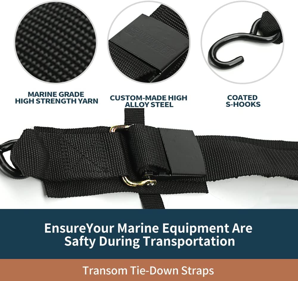 Seamander Marine Boat Trailer 2 inch Trailer Transom Tie-Down Straps -  Seamax Marine