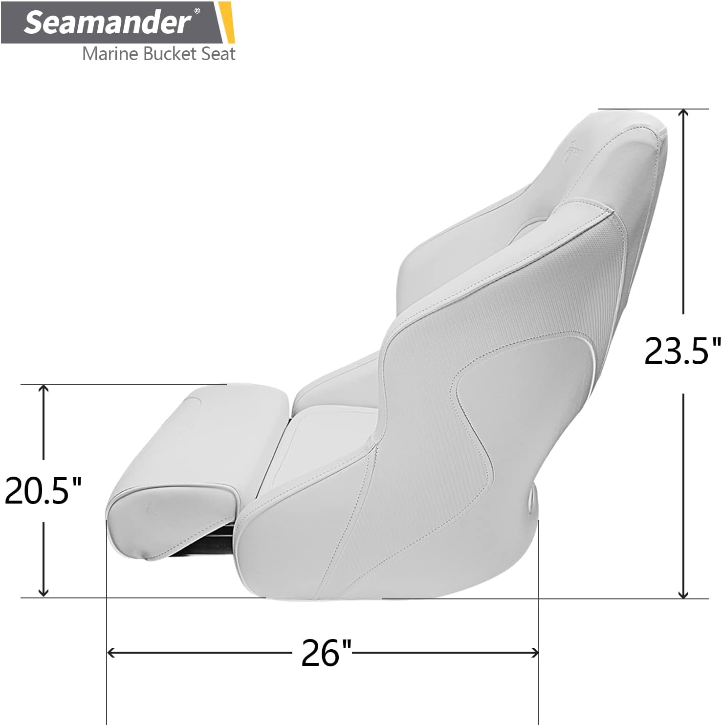 Seamander Captain Bucket Seat Boat Seat, Filp Up Boat Seat BS002WW (SC1-White/White)