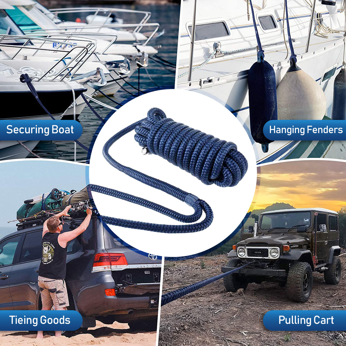 Seamax Nylon Double Braided Dock Line, Marine Gray Nylon &amp; Double Braided