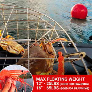 SEAMAX Boat Fenders Ball Round Anchor Buoy, 16" x 23", Heavy-Duty Marine-Grade Vinyl, Red Boat Mooring Buoys, Round Inflatable Balls for Docking/Fishing/Crab/etc.