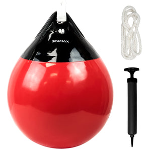 SEAMAX Boat Fenders Ball Round Anchor Buoy, 12" x 15", Heavy-Duty Marine-Grade Vinyl, Red Boat Mooring Buoys, Round Inflatable Balls for Docking/Fishing/Crab/etc.