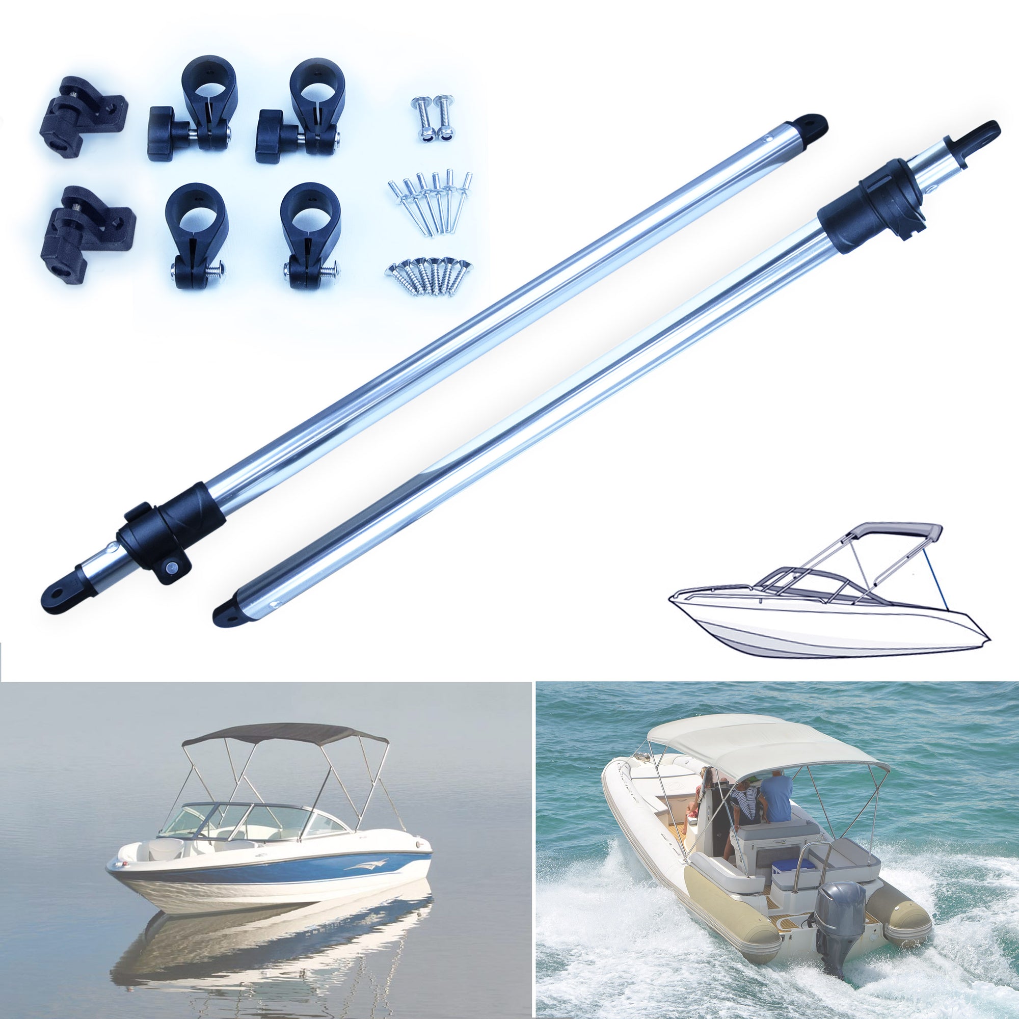 Bimini Rear Support Pole Kit Seamax Marine