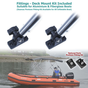 Seamax Length Adjustable Bimini Rear Support Pole Kit, Telescopic Design & with 1" Diameter Fittings