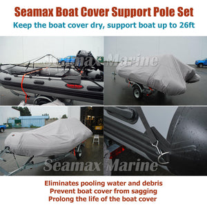 Boat Cover Support Pole System, Telescopic Pole with 4 Tie Down Straps - Seamax Marine