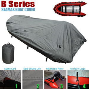 Inflatable Boat Cover, B Series for Beam 4.7 - 5.2 FT, 5 Sizes fit Length 8.3 - 11.5 FT - Seamax Marine