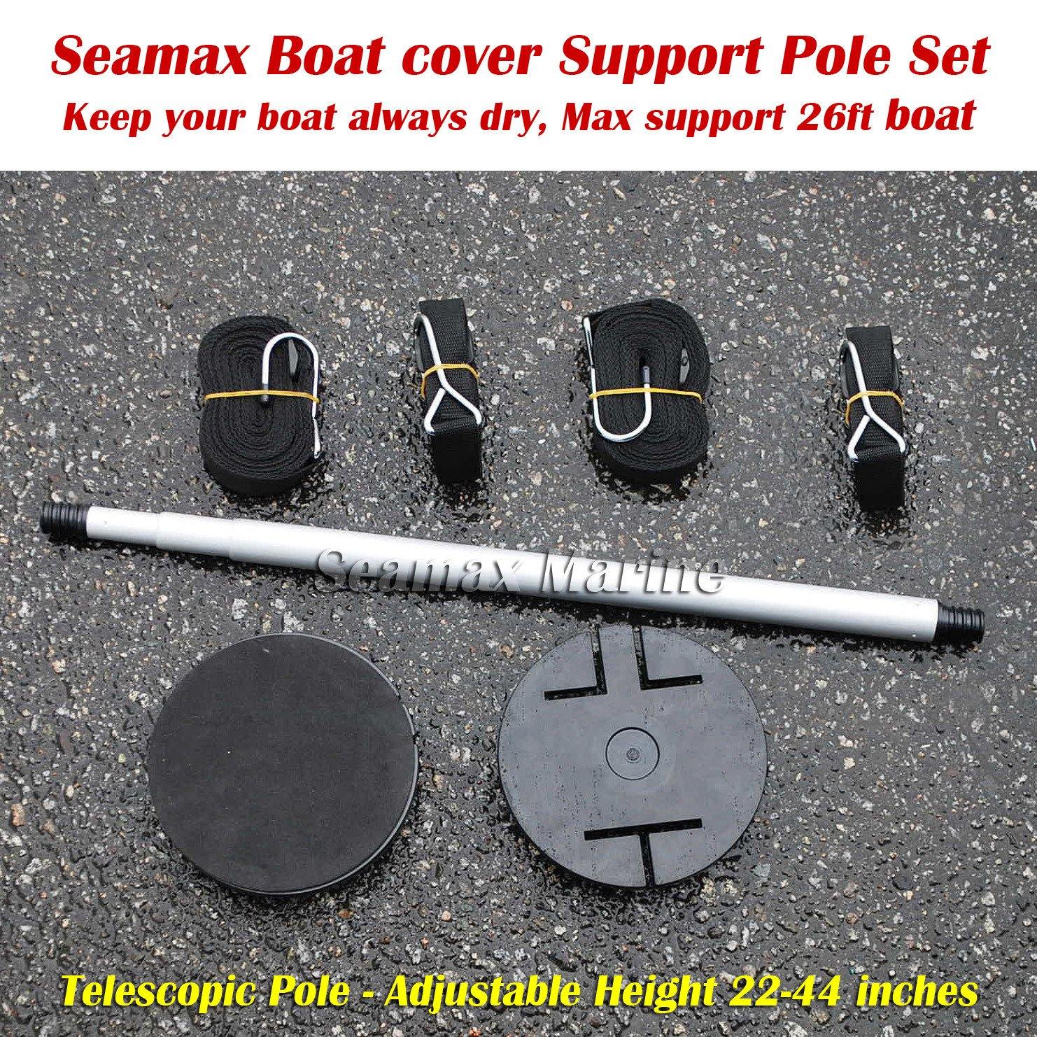 Boat Cover Support Pole System, Telescopic Pole with 4 Tie Down Straps - Seamax Marine