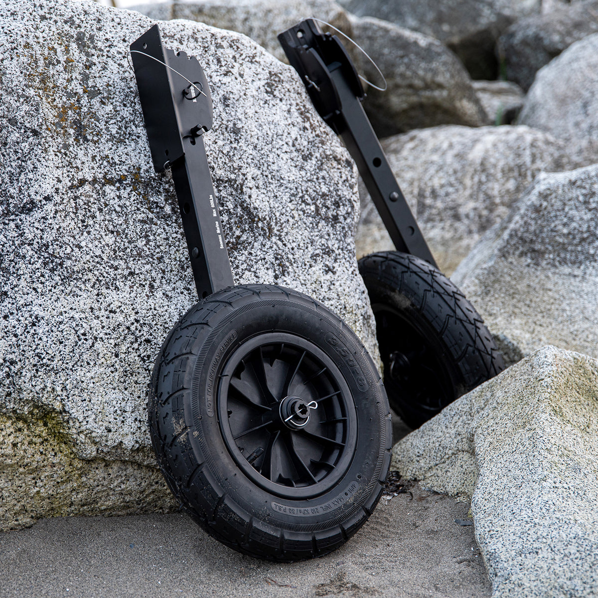 Deluxe Boat Launching Wheel System, Black Military Edition, 4 Positions and 4 Stages Removable and Adjustable Legs, 14&quot; Pneumatic Wheels. Suggest Support Water Craft Weight 600 Lbs