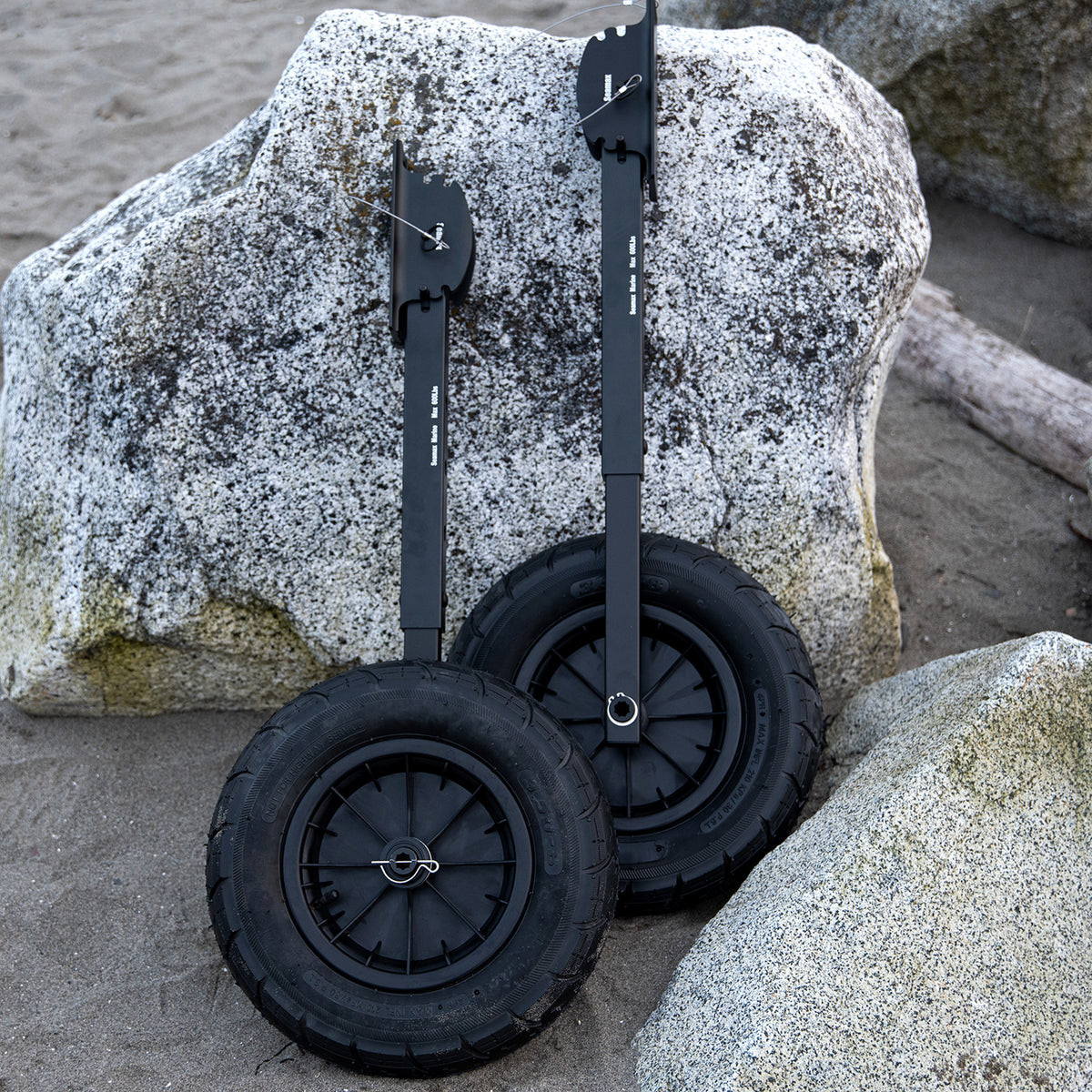 Deluxe Boat Launching Wheel System, Black Military Edition, 4 Positions and 4 Stages Removable and Adjustable Legs, 14&quot; Pneumatic Wheels. Suggest Support Water Craft Weight 600 Lbs