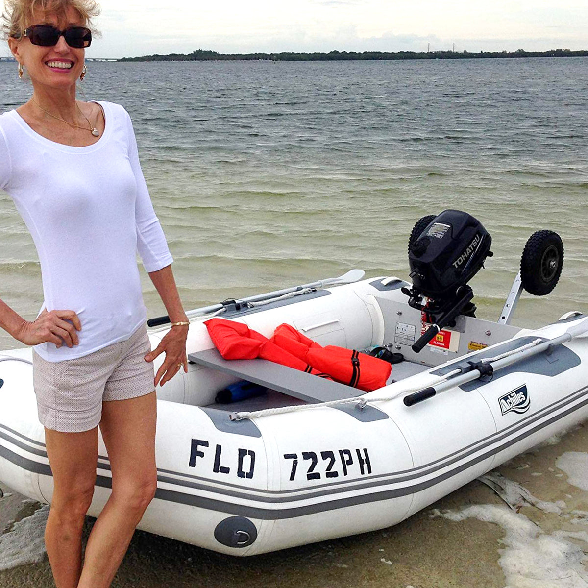 Deluxe Boat Launching Wheel System, Black Military Edition, 4 Positions and 4 Stages Removable and Adjustable Legs, 14&quot; Pneumatic Wheels. Suggest Support Water Craft Weight 600 Lbs