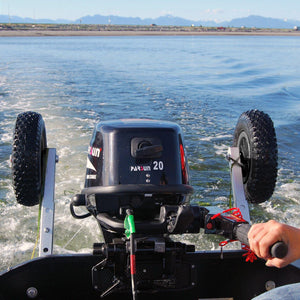 Deluxe Boat Launching Wheel System, Black Military Edition, 4 Positions and 4 Stages Removable and Adjustable Legs, 14" Pneumatic Wheels. Suggest Support Water Craft Weight 600 Lbs