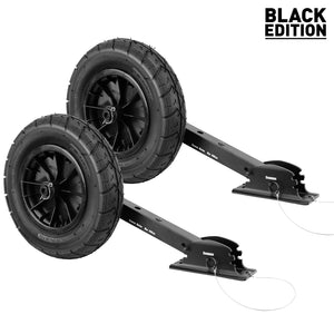 Deluxe Boat Launching Wheel System, Black Military Edition, 4 Positions and 4 Stages Removable and Adjustable Legs, 14" Pneumatic Wheels. Suggest Support Water Craft Weight 600 Lbs