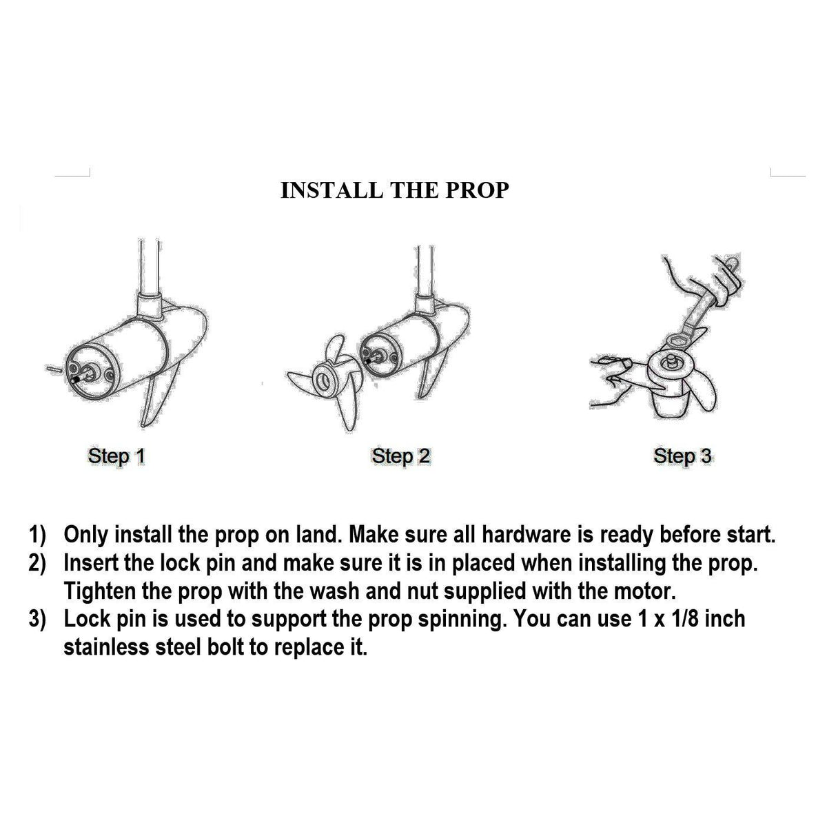 Black Fiberglass Reinforced Nylon Propeller Kit for Seamax PowerMax Models Trolling Motor - Seamax Marine
