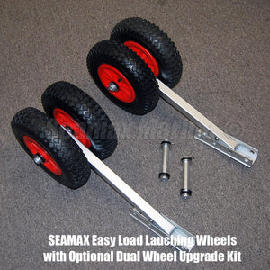 Easy-Load Boat Launching Wheels Set for Inflatable Boat and Aluminum Boat, 2 Height Positions, 12" Pneumatic Wheels - Seamax Marine