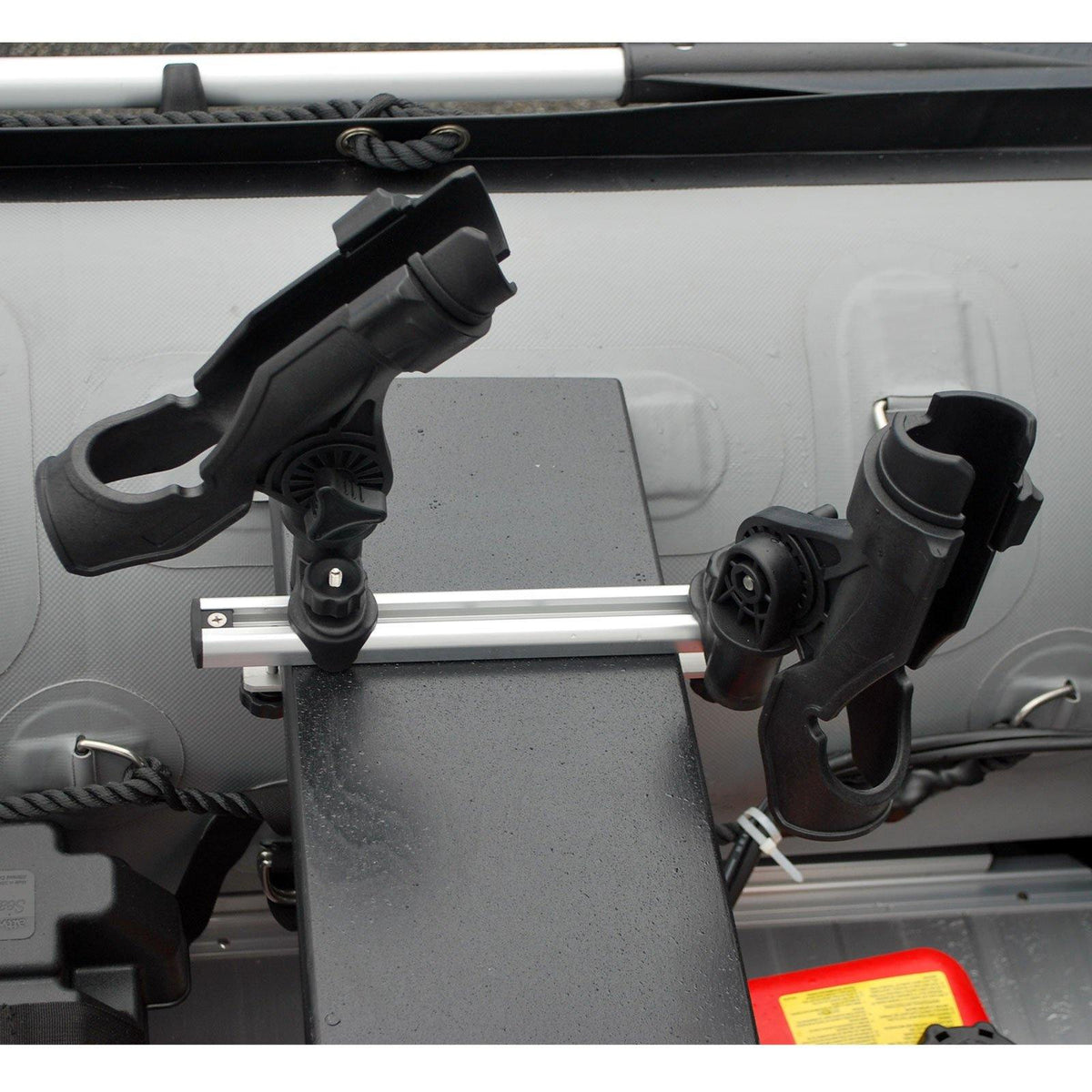 Fishing Rod Holder: Bench Seat Mounting Dual Nylon Holders with 12" Aluminum Track - Seamax Marine