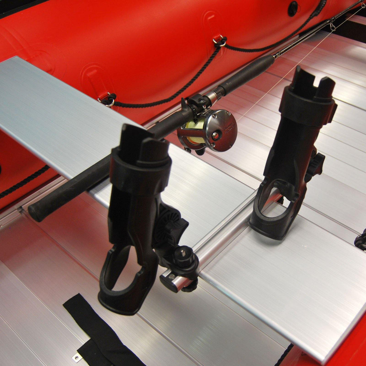 Fishing Rod Holder: Bench Seat Mounting Dual Nylon Holders with 12" Aluminum Track - Seamax Marine