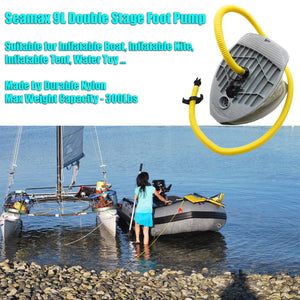 9L Foot Pump with Double Chambers, High Volume and High Pressure, Max 15 PSI for Inflatable Boat and SUP - Seamax Marine