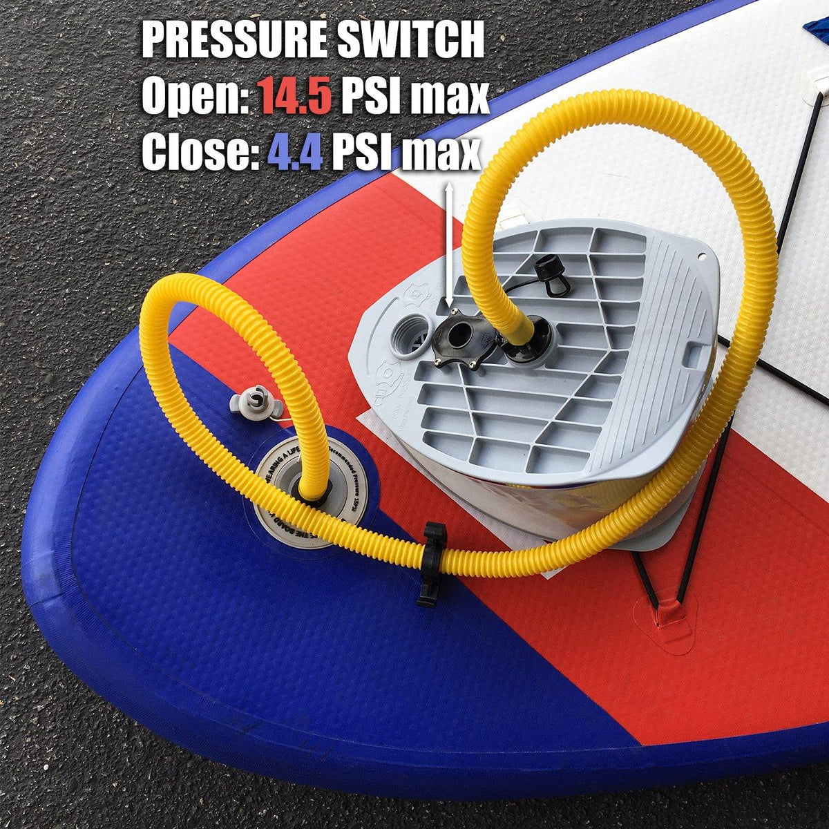 9L Foot Pump with Double Chambers, High Volume and High Pressure, Max 15 PSI for Inflatable Boat and SUP - Seamax Marine