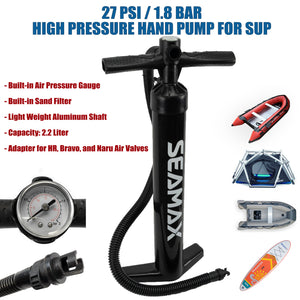 Seamax Double Action Hand Pump for Inflatable SUP and Sports Inflatable Boat, 2Lbs Light Weight Easy Support 15 PSI and more