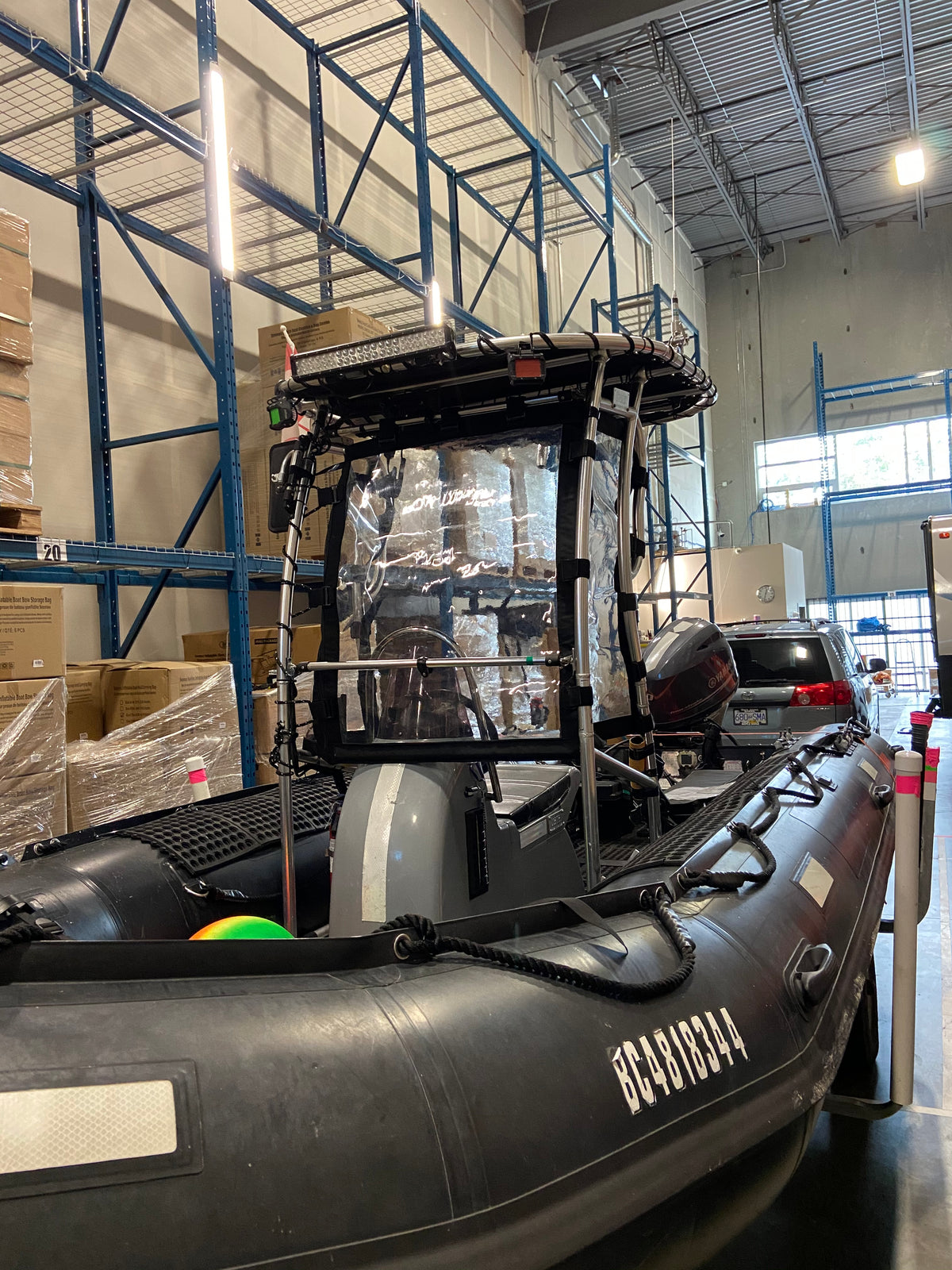 Company Demo Used Seamax Ocean600T Orca Hypalon Commercial Grade Inflatable Boat, with Heavy Duty Alumium Floor with Heavy Duty Aluminum Floor, with Yamaha 70HP &amp; Trailer, for Local Pickup