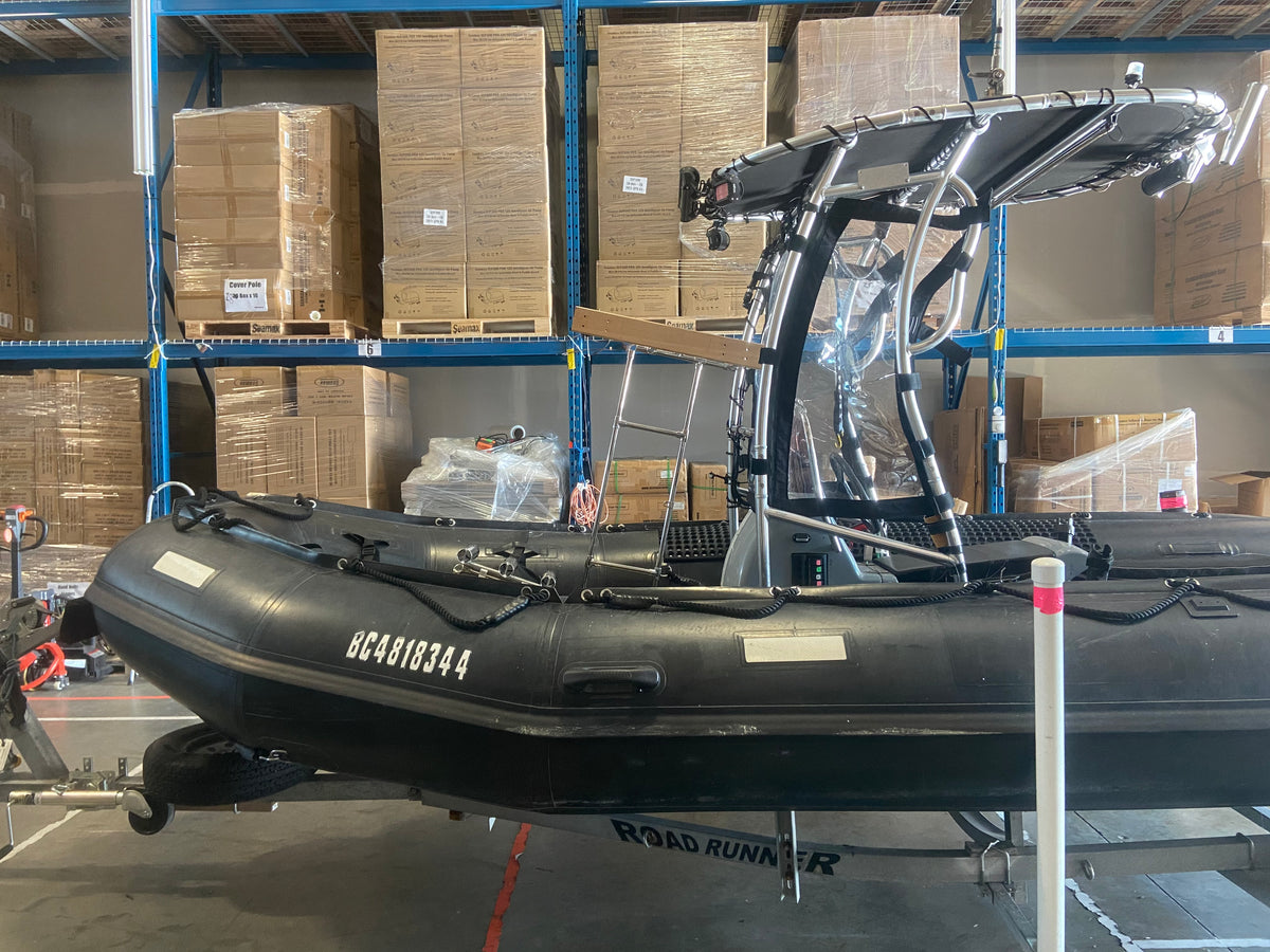 Company Demo Used Seamax Ocean600T Orca Hypalon Commercial Grade Inflatable Boat, with Heavy Duty Alumium Floor with Heavy Duty Aluminum Floor, with Yamaha 70HP &amp; Trailer, for Local Pickup