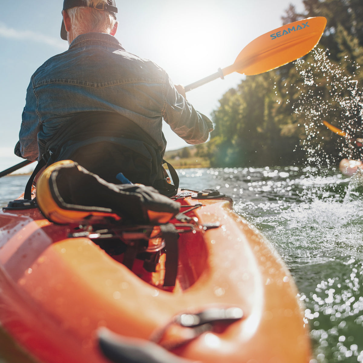 Seamax Marine Kayak Paddle Blade, 1.6 Lbs Light Weight Aluminum Shaft with 3 Adjustable Angle, 14” Ultra Long Hand Grip &amp; Overall Length 85.5”/220cm, 2 Color Options