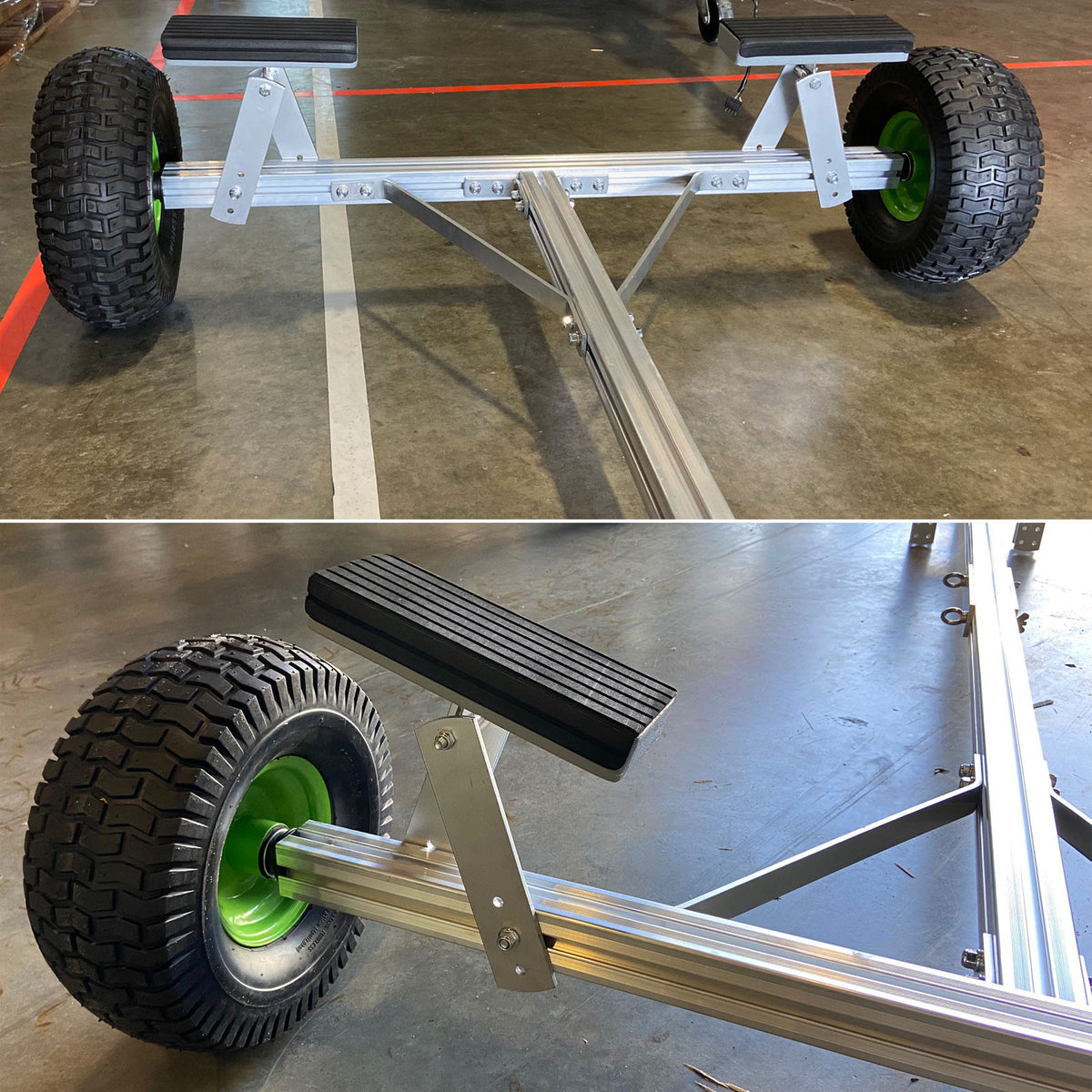 Aluminum Boat Hand Dolly Set with 16” Wheels, Quick Leased Frame with Towing Handle and Coupler, Off Road Use with Limited Speed