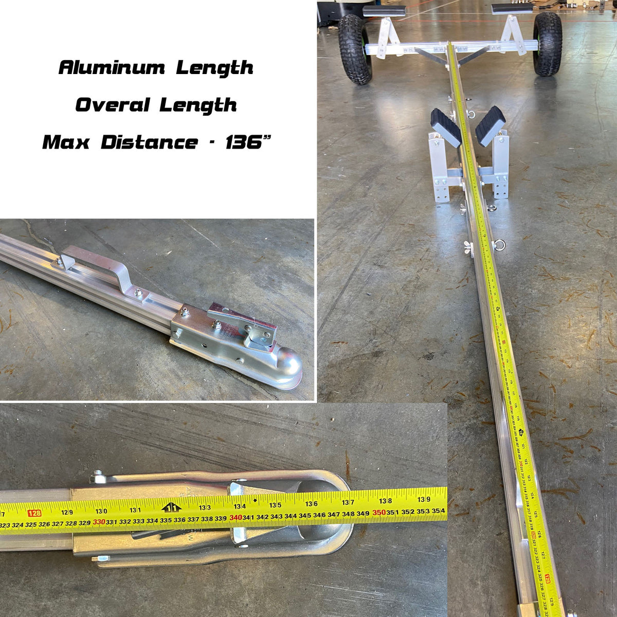 Aluminum Boat Hand Dolly Set with 16” Wheels, Quick Leased Frame with Towing Handle and Coupler, Off Road Use with Limited Speed