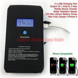 Portable Lithium 12V 6AH External Power Supply for SUP Pump Max Output 200W - Seamax Marine