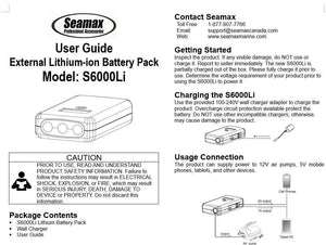 Portable Lithium 12V 6AH External Power Supply for SUP Pump Max Output 200W - Seamax Marine